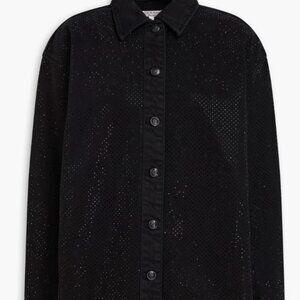 Rag & Bone Camilla Crystal Embellished Button Down Shirt Black S
